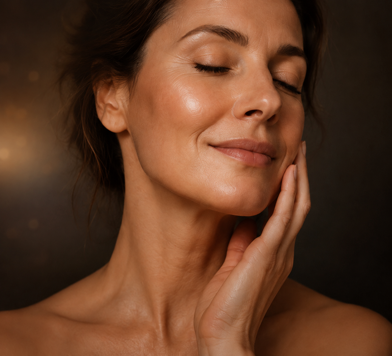 Woman with radiant-looking skin