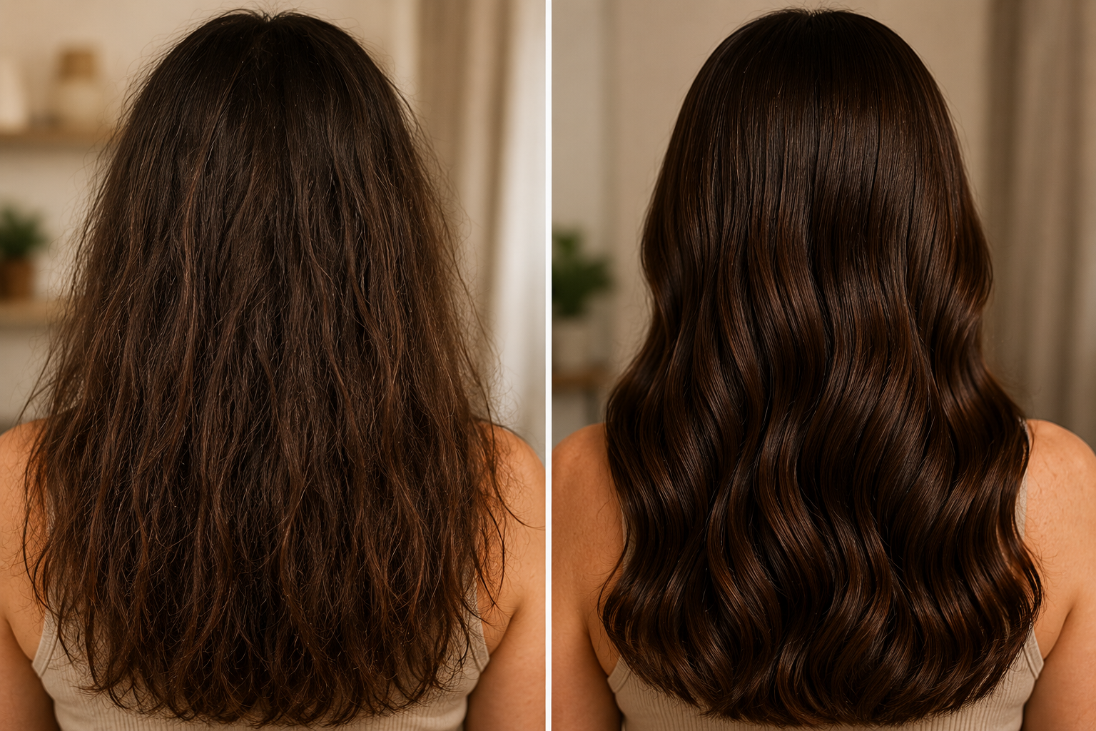 Hair before and after comparison